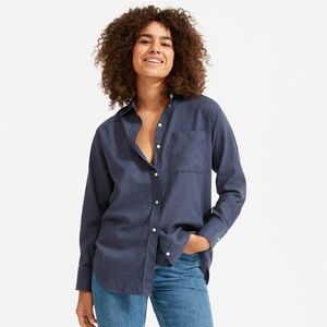Everlane The Lightweight Flannel Oversized Shirt Blue Base - Size 00